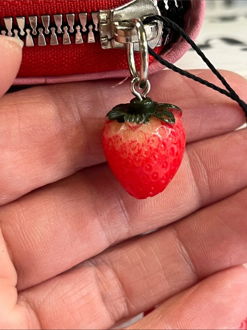 ROMWE Pink Strawberry Shortcake Zip Wallet with Red Accents